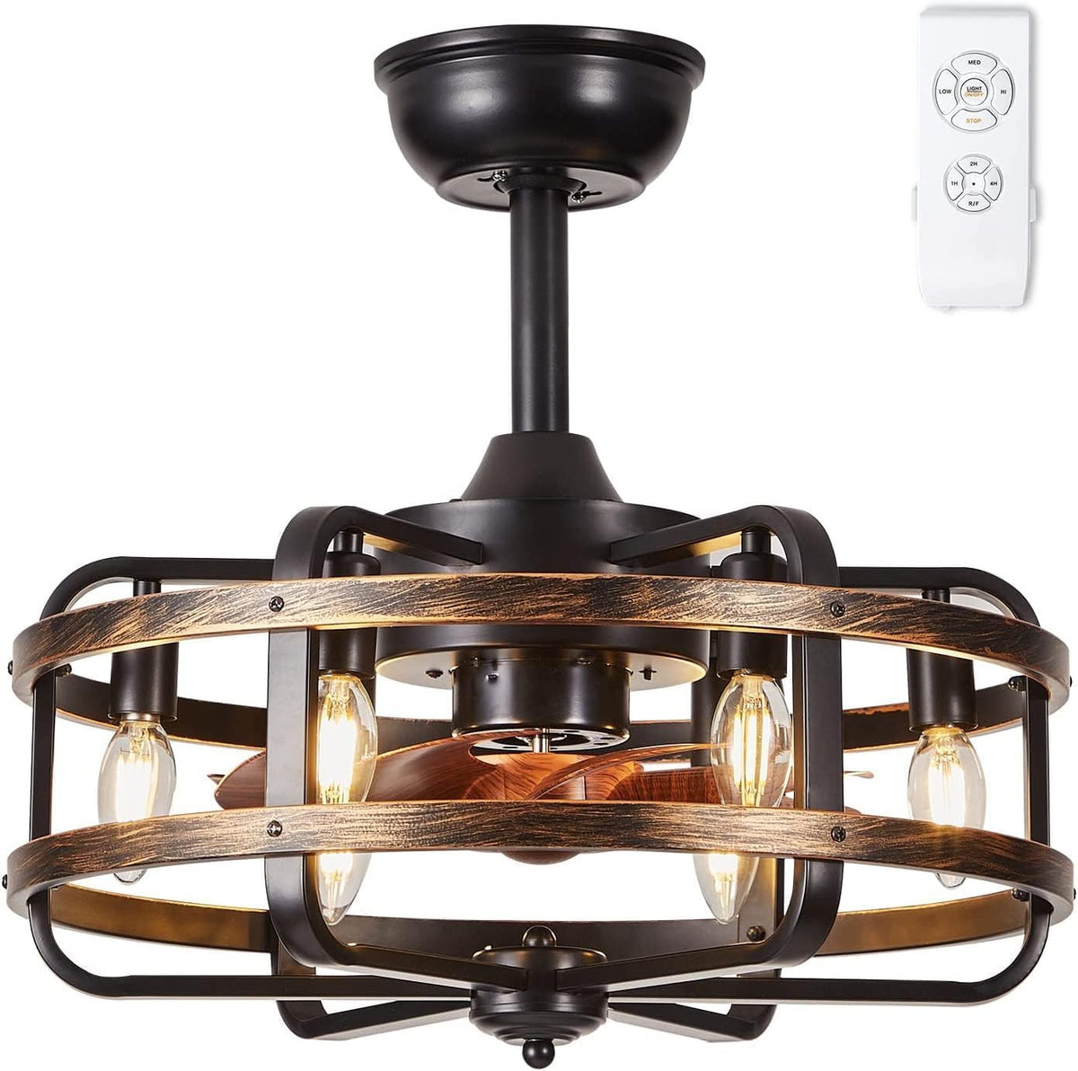 IZOWE Deckenventilator mit Beleuchtung, Lampensockel E14*6 Wohnzimmer Schlafzimmer, Reversibel 3-Stufig Dimmbar Deckenlampe mit Ventilator