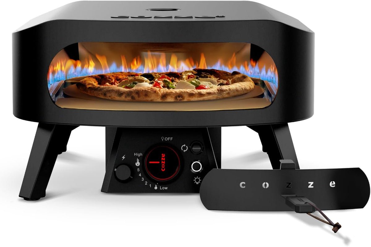 Cozze 13' Pizzaofen Gas Schwarze Edition mit rotierender Pizzastein ?34,5 cm - 600 ¡ãC, Outdoor, 445-510 ¡ãC, 34 cm, 345 mm, 630 ¡ãC