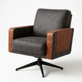 Drehbarer Sessel aus PU-Leder mit Metallgestell, Schwarz und Braun
