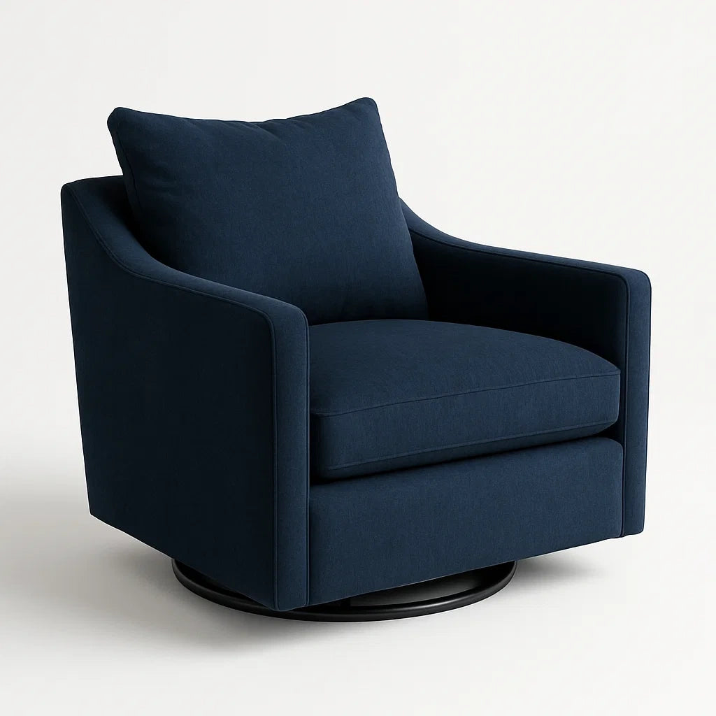 Drehsessel aus Polyesterstoff Blau 85x90x95 cm