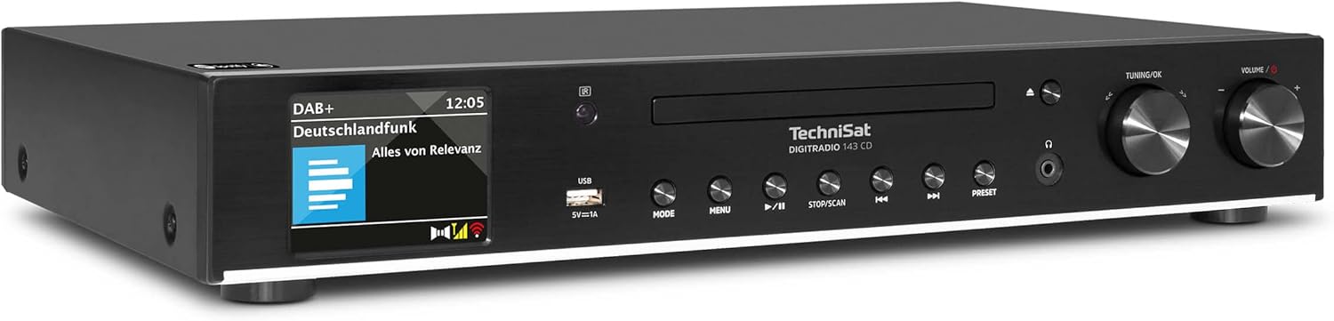 TechniSat DIGITRADIO 143 CD (V3), Lautsprecher, Internetradio, 43,5 cm, 3,2 Zoll, 3,5 mm, 29 cm, 435 mm, Bluetooth, App, Schwarz