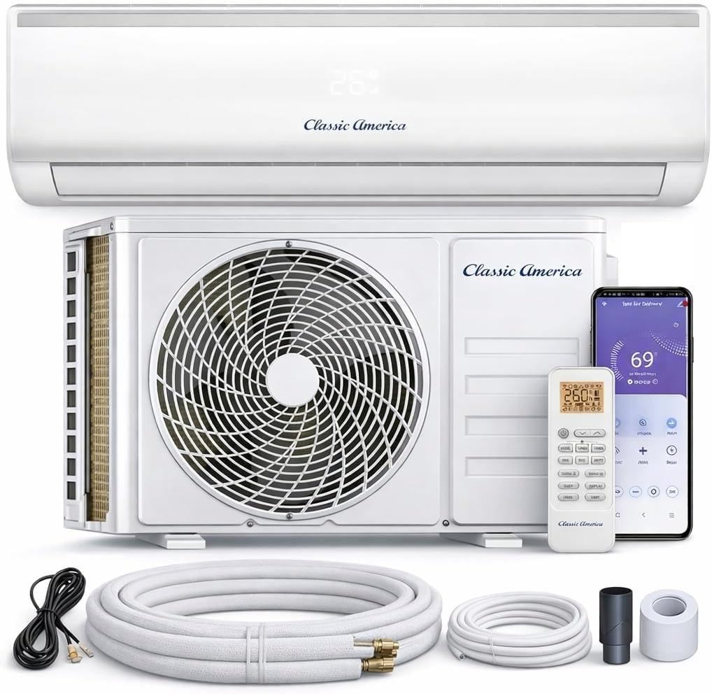 Vtronix Classic America SEER2 Split-Klimaanlage, 12000 BTU, App-/WLAN-Steuerung, Wei?