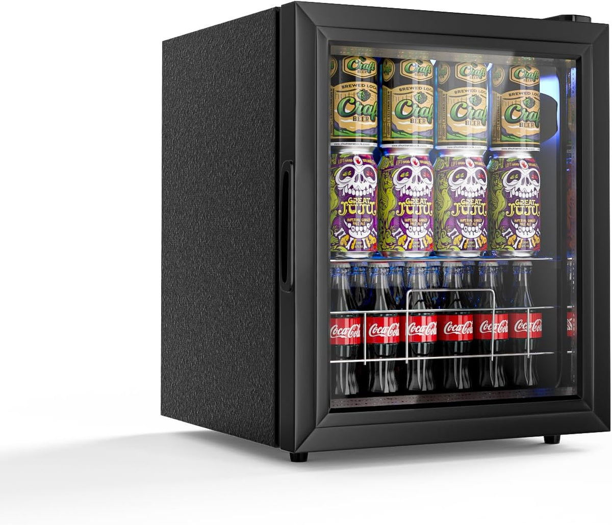 Geekman 75 Can Beverage Refrigerator, Monitor, LED