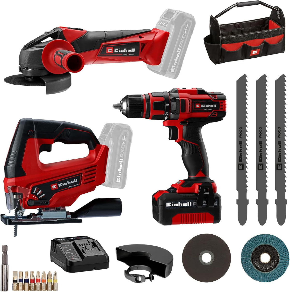 Einhell Bohrschrauber, Akku-Bohrschrauber, Akku-Stichs?ge, 4,0 Ah, 70 mm, 8 mm, 28 mm, LED