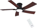Newday Deckenventilatoren Holz mit 5 Fl¨¹gel, Lampe, 116 cm, 27 cm, 4.7 KG, 24 W, LED, Schwarz