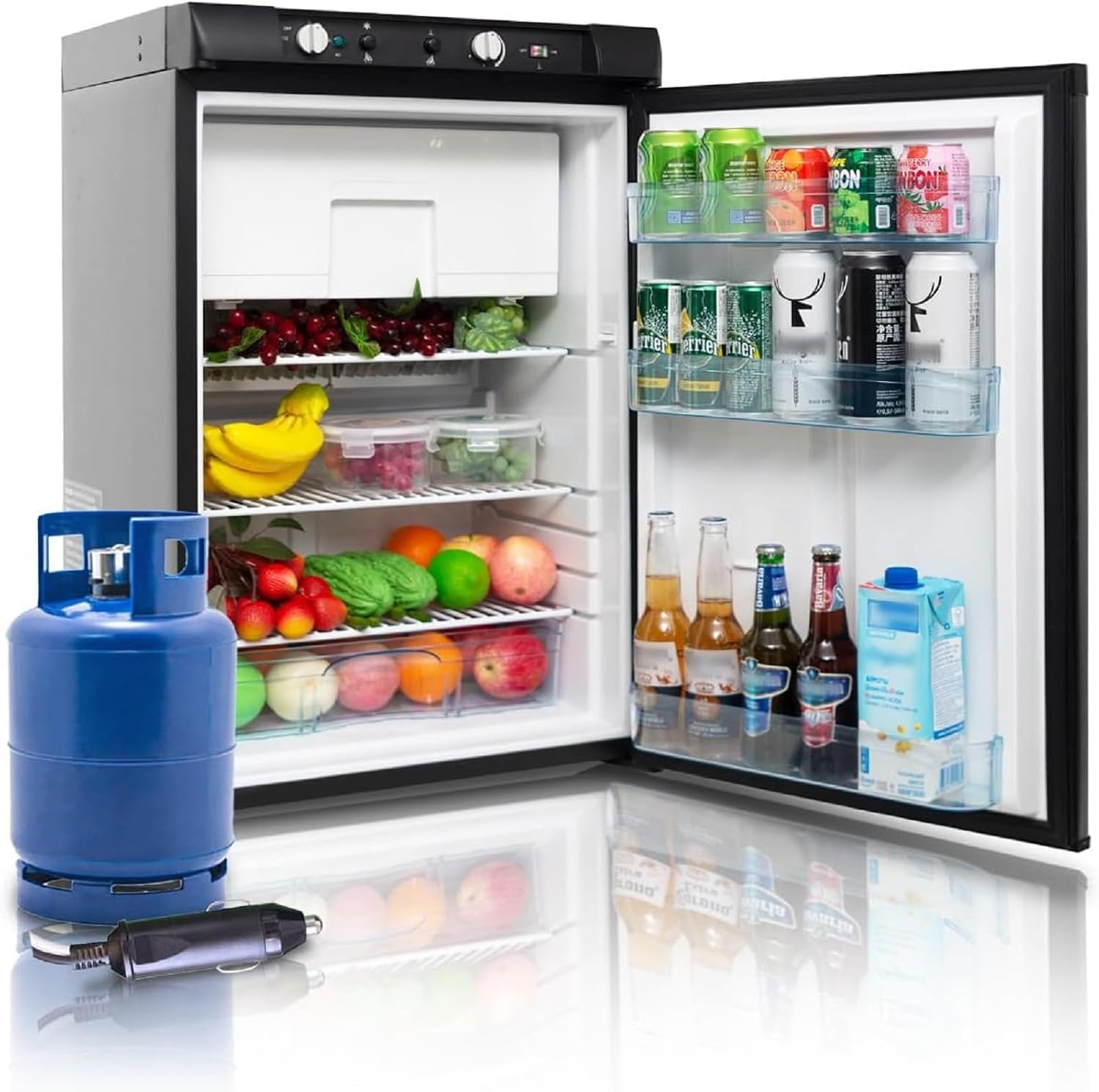 SMETA Gas K¨¹hlschrank mit Gefrierschrank, 3-Wege-K¨¹hlschrank, Wohnmobil, 100 l, 220 V, 240 V, 0 ¡ãC, 10 ¡ãC, 83,5 cm, Ger?uschlos