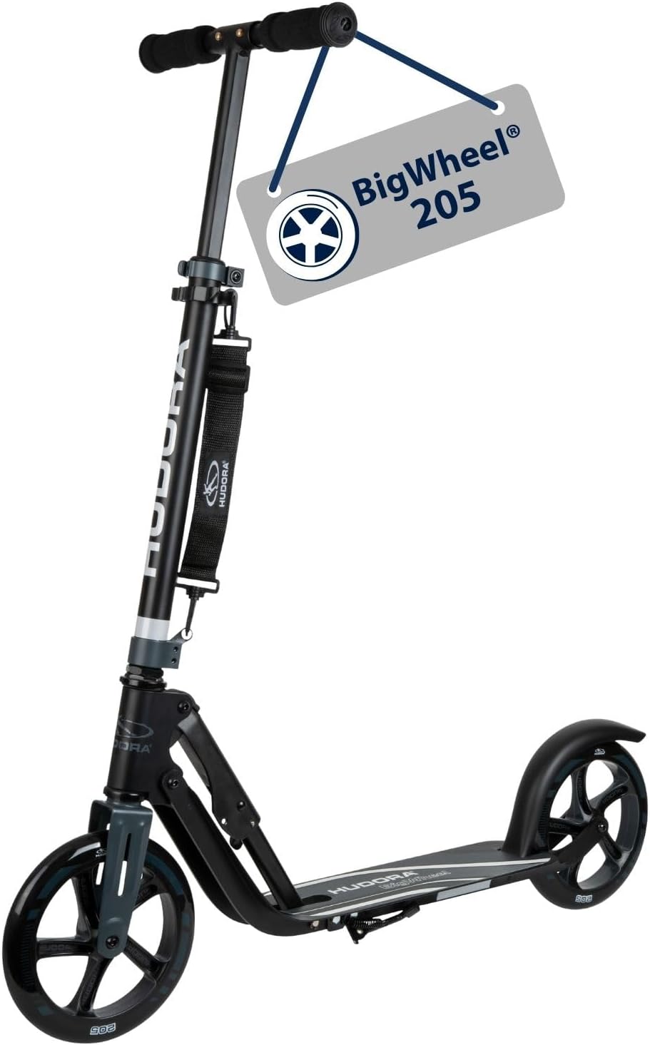 HUDORA BigWheel 205 Scooter - Stabiler Aluminium-Roller - H?henjustierbarer &, 4 kg, 79-104 cm, 100 kg