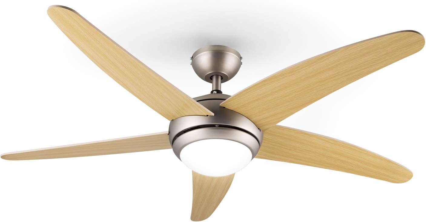 Klarstein Bolero - 2-in-1-Deckenventilator 134 cm durchmessender Ventilator, Lampe, Deckenleuchte, 60 W, 55 W, Dauerbetrieb