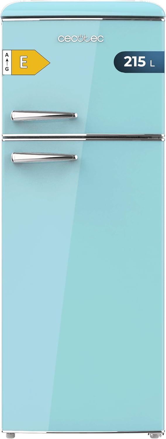 Cecotec Retro-K¨¹hlschrank mit 2 T¨¹ren, 215 l, 148,2 cm, 55,2 cm, 62,1 cm, LED