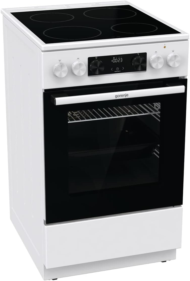 Gorenje GEC5C 41 WG Elektro-Standherd mit Glaskeramik-Kochfeld / 50 cm / 70, Schnellaufheizung, Backofen, 6 Minuten, 30 Minuten, 59,4 cm