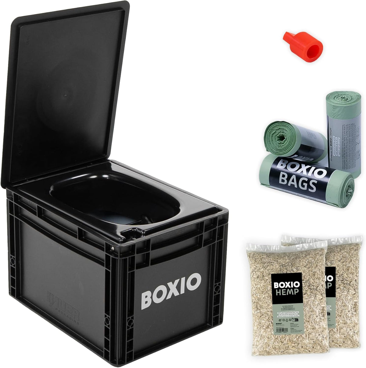 BOXIO - Toilet Plus: Campingtoilette Starter Kit mit Hemp, 5 l