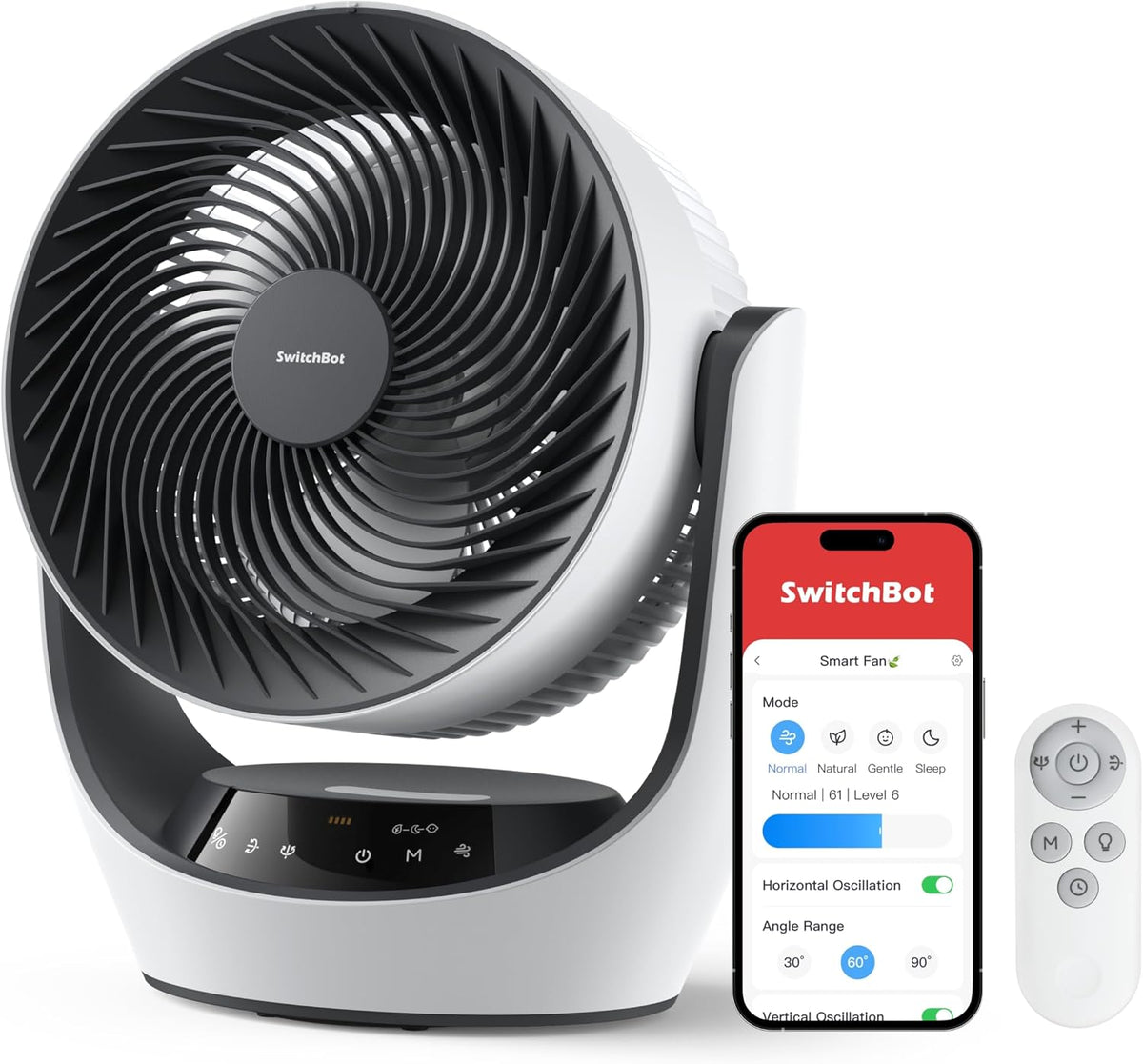 SwitchBot USB Tischventilator, Batterie-Umluftventilator, 24 dB, 40 Stunden, 1 kWh