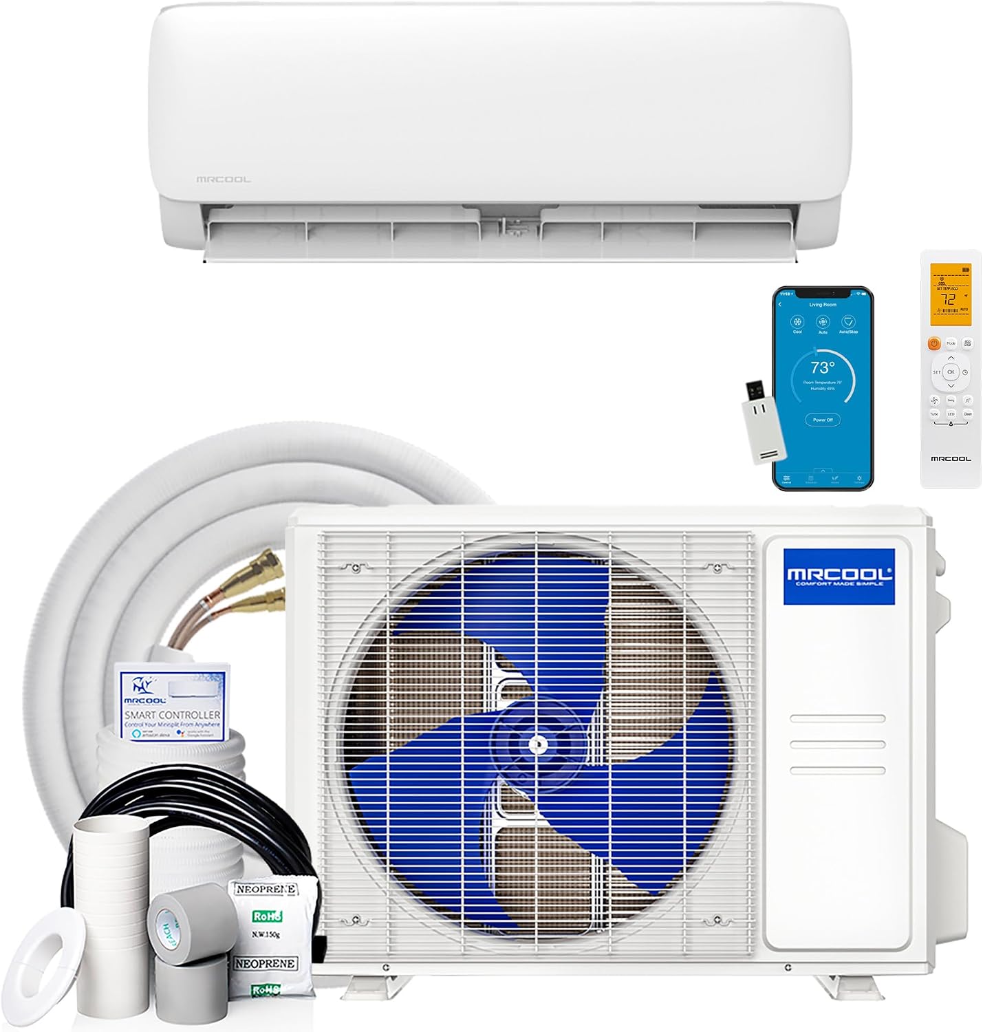 MRCOOL COMFORT MADE SIMPLE Split-Klimaanlage, 18000 BTU, 230 V, Inverter-Technik, Wei?/Blau