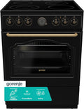 Gorenje Classico GECS 6 B70CLB Elektrostandherd mit Glaskeramik-Kochfeld/Retro Design /, Schnellaufheizung, Backofen, 6 Minuten