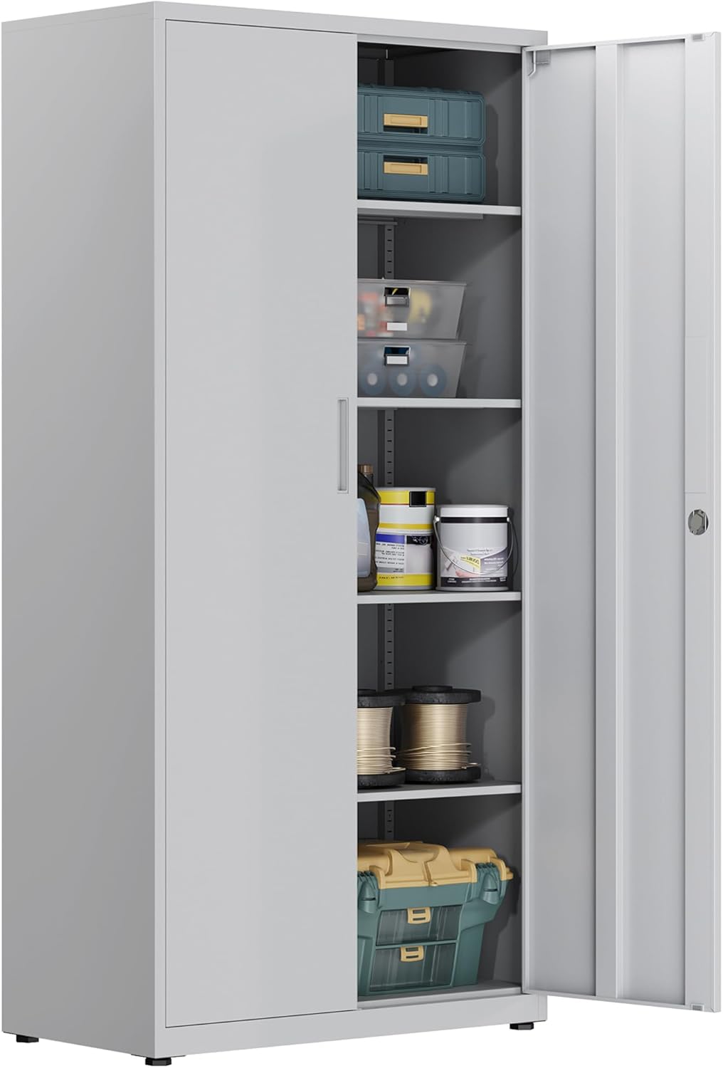 HOMSTEEL Aktenschrank, 180 ¡Á 80 ¡Á 40 cm, eine Tragf?higkeit von 80 kg pro Regal, Beine: 40 ¡Á 80 ¡Á 181, 2 cm, Mehrzweckschrank, Werkstattschrank