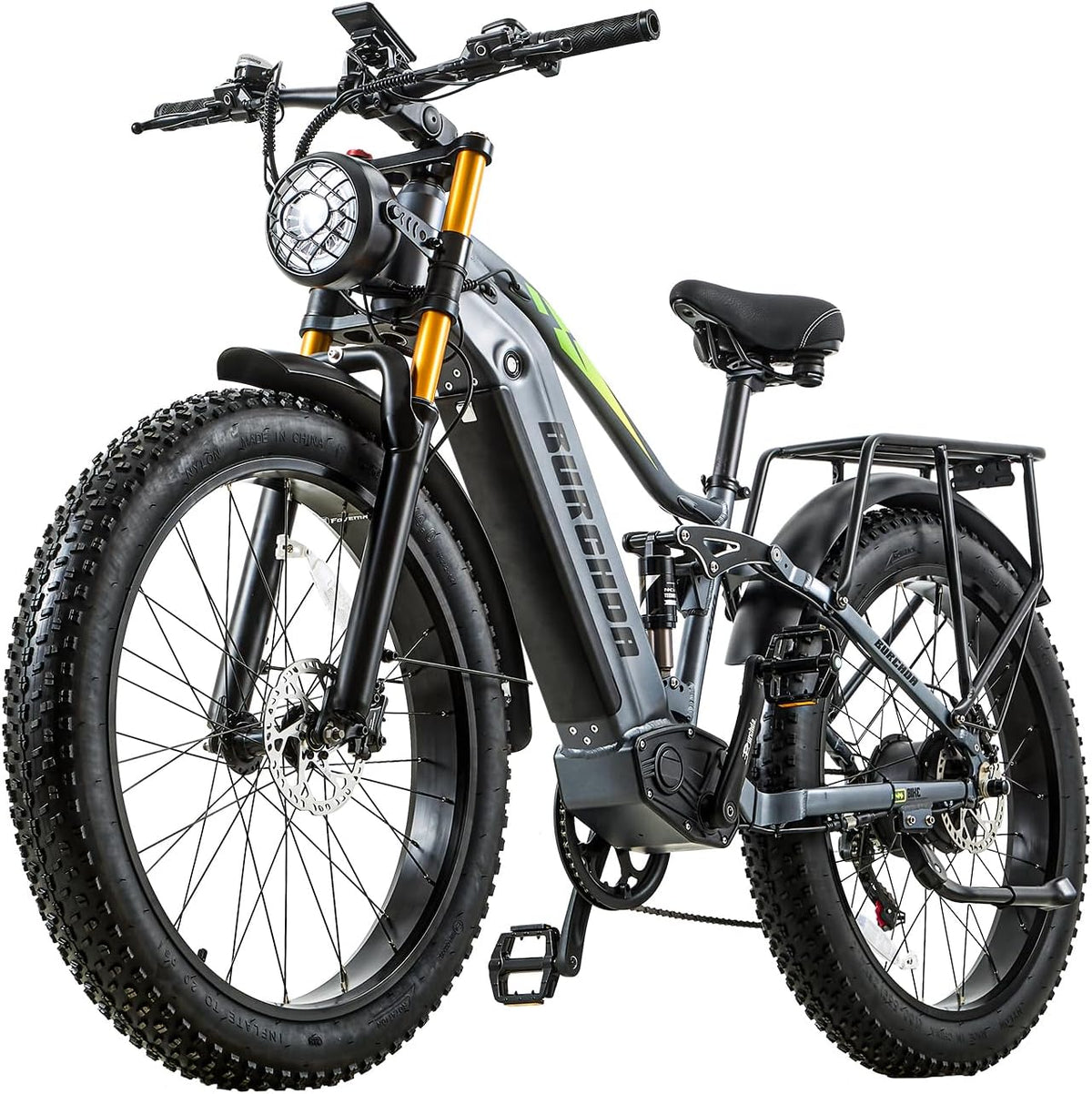BURCHDA Doppelter Motor 190/95 N. m E Bike elektrofahrr?der Herren Fahrrad, Ebike 48 V 20Ah Akku bis 120km, 250 W, RX80, 4 Zoll, Schwarz/Grau/Gold
