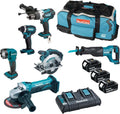 Amazon Exklusiv: Makita DLX6104TX2 18 V Li-Ion LXT 6-teiliges Kombi-Kit komplett mit 3 ¡Á, Schlagschrauber, 65 mm, 6 mm, 13 mm, 5.0 Ah, LED