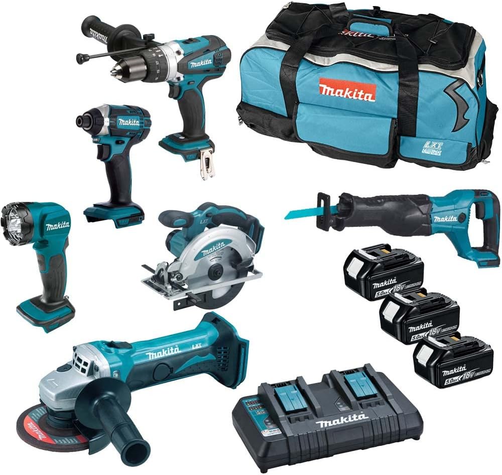 Amazon Exklusiv: Makita DLX6104TX2 18 V Li-Ion LXT 6-teiliges Kombi-Kit komplett mit 3 ¡Á, Schlagschrauber, 65 mm, 6 mm, 13 mm, 5.0 Ah, LED