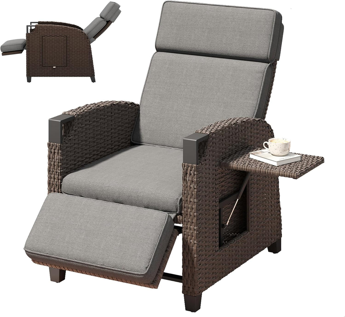 Amopatio Relaxliege Liegesessel, Gartensessel, Klapptisch, 106 cm, 200 kg
