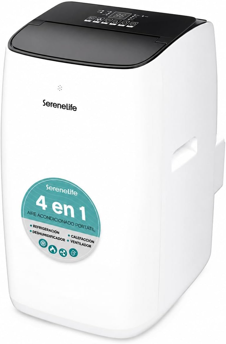 SereneLife Inverter- Klimaanlage Mobil 12000 BTU- mit WLAN, Heizung, Ventilator, B¨¹ro, 3,52 kW, 44¨C49 dB, 68,8 cm, App, LED