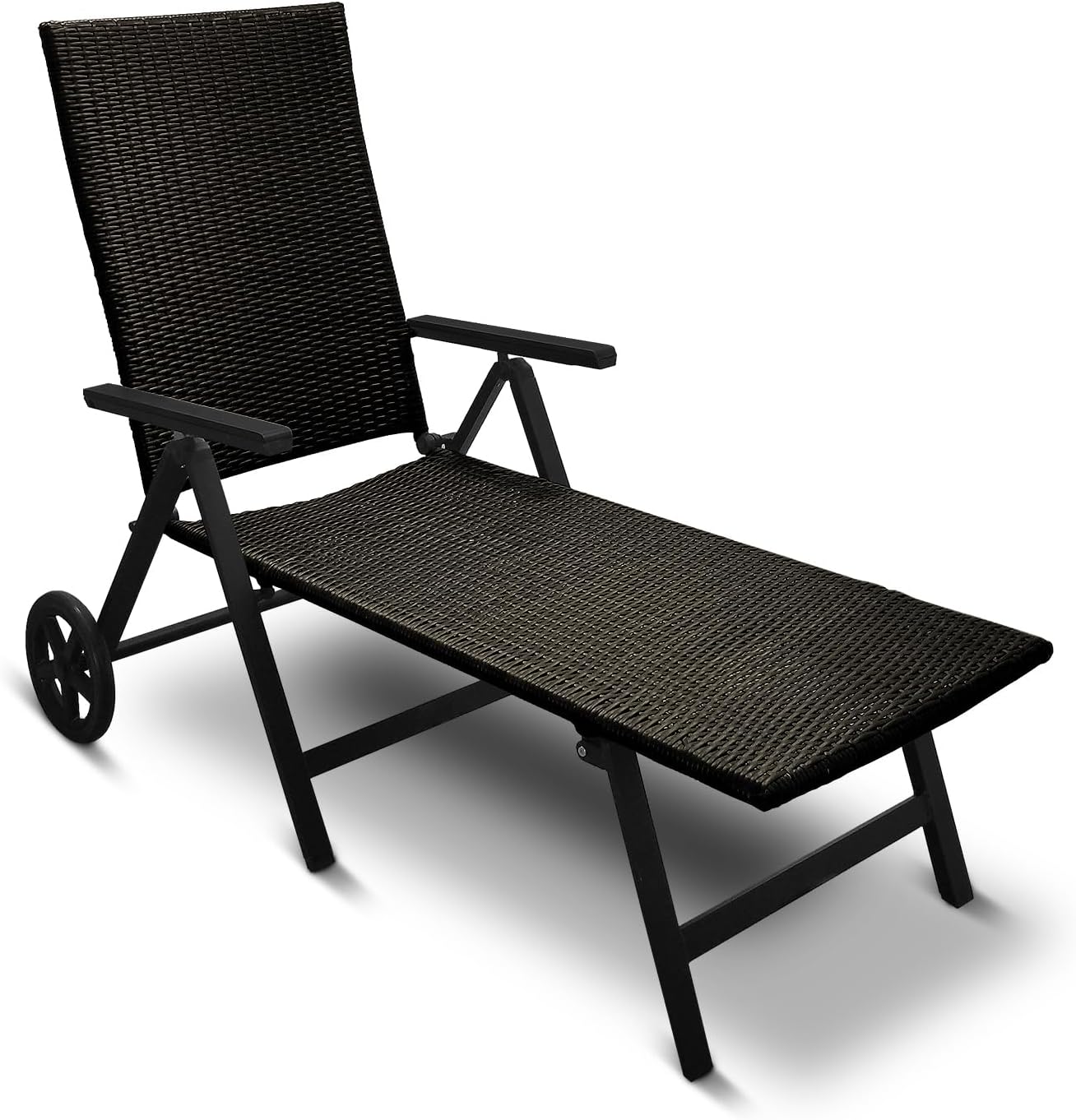 Generisch Aluminium Polyrattan Rollliege verstellbare Relaxliege 120 kg belastbar