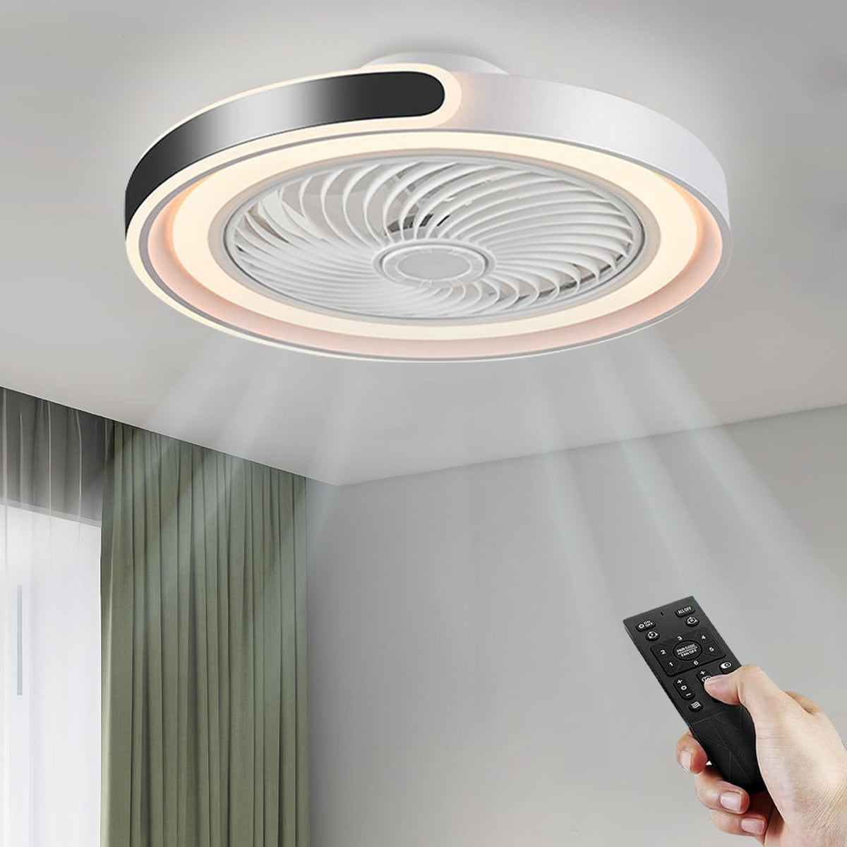 AHRHSM Deckenventilator Beleuchtung Fernbedienung Deckenventilator mit Beleuchtung, 6 Geschwindigkeiten, 30 dB, App-Steuerung, App-/WLAN-Steuerung