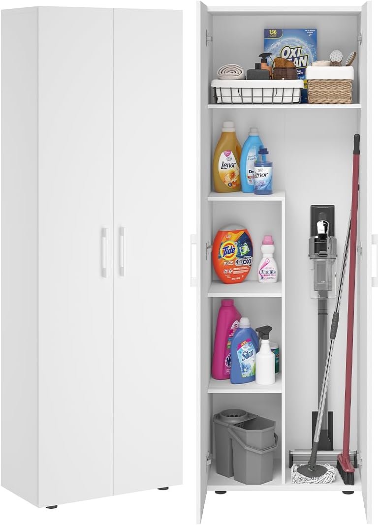 Bellamio Apol Besenschrank, Staubsauger, Allzweckschrank, 60 cm, Wei?