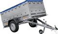 UNITRAILER Gartenanh?nger 200 Kipp St¨¹tzrad Handwag, Zwei Seitenw?nden, Rahmen und Blauer Plane, Silber/Blau