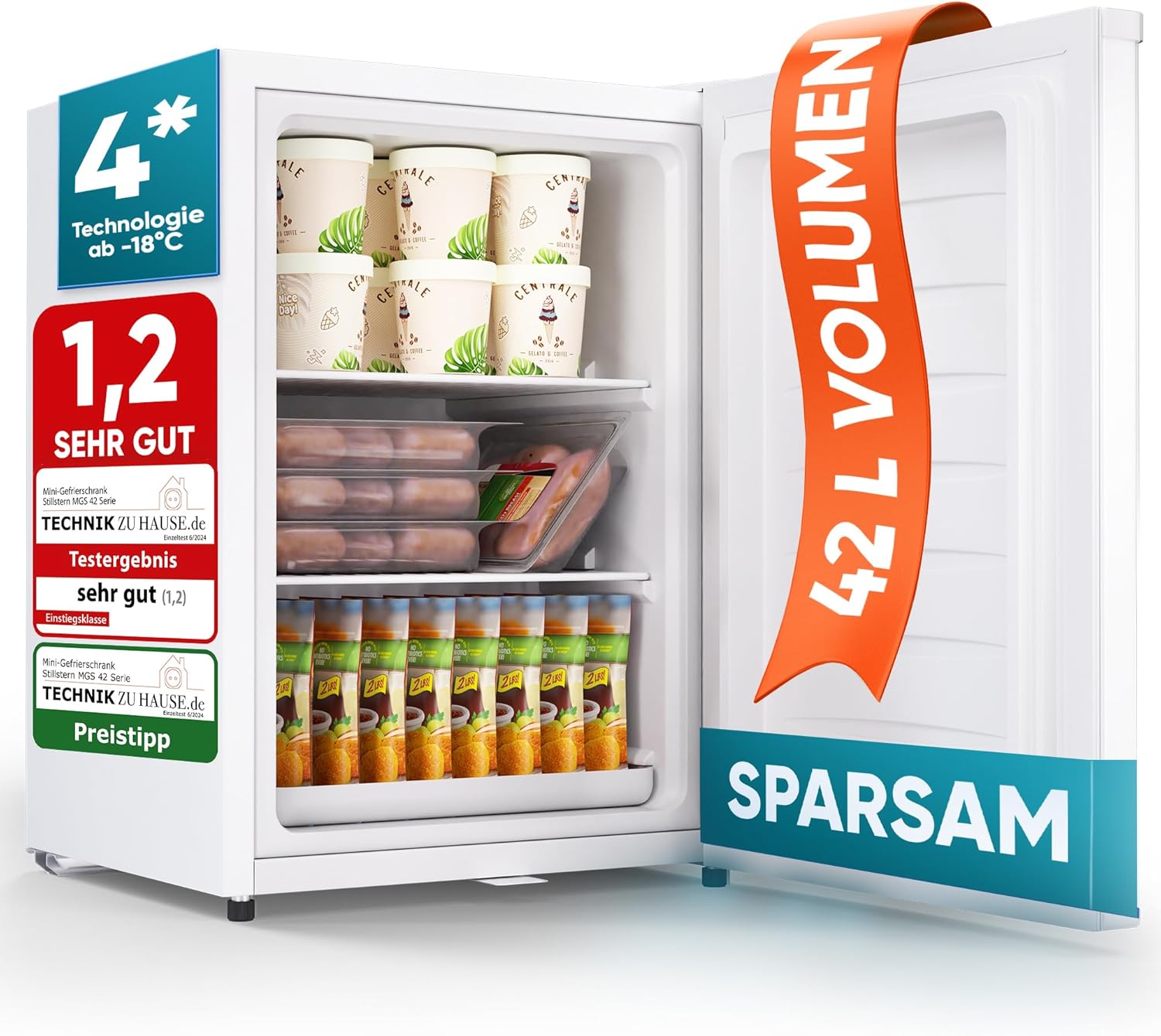 Stillstern Mini Gefrierschrank (42 l) -18 ¡ãC, Tiefk¨¹hlschrank, B¨¹ro, 150 kWh, 40 dB