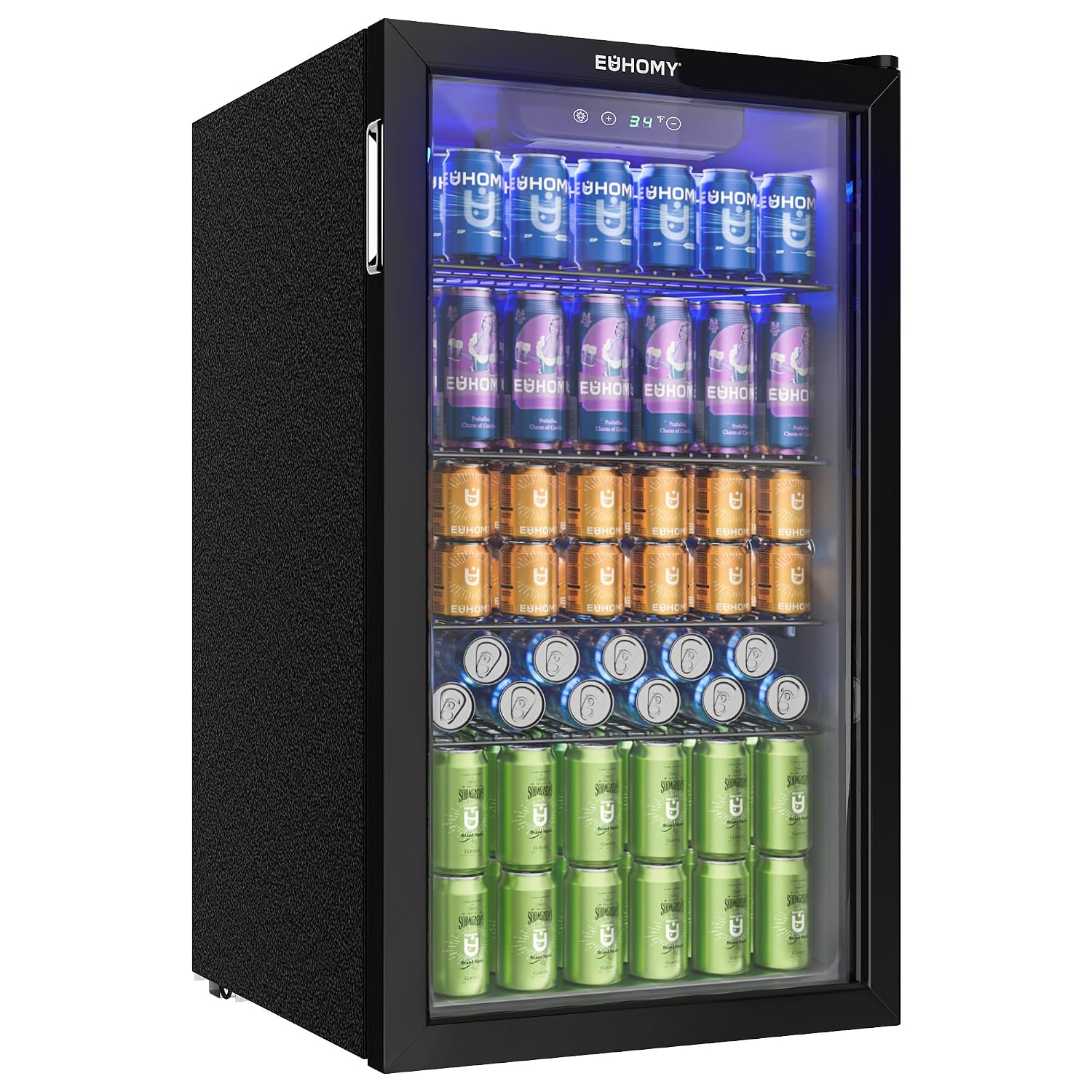 EUHOMY 90 l Getr?nkek¨¹hlschrank, Mini-K¨¹hlschrank, Glast¨¹r, Edelstahl