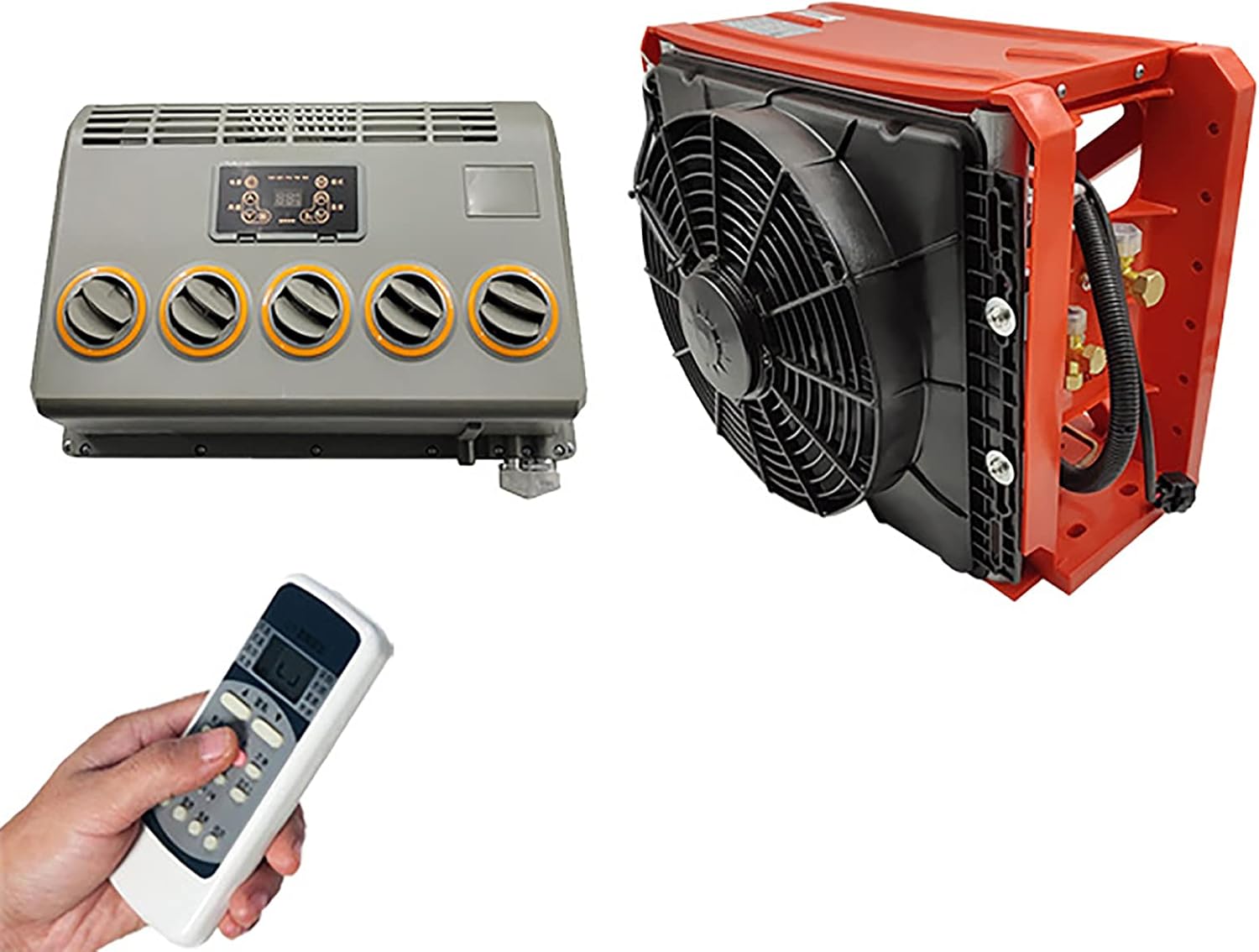 WDSOPK Wohnmobil-Klimaanlage, K¨¹hle Split-Klimaanlage F¨¹r Auto, 24 V, Elektrische Klimaanlage, Grau/Rot/Schwarz/Wei?, Automobil, Bagger, Traktor