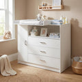 Ecomi Wickelkommode Wickeltisch Baby Kommode aus Holz mit Wickelaufsatz, 93 cm, Wei?