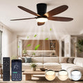 Rosnek Deckenventilator mit Beleuchtung & Fernbedienung, Dimmbare LED in 3 Farben, App-Steuerung 107 cm Deckenventilator Leise mit DC Motor