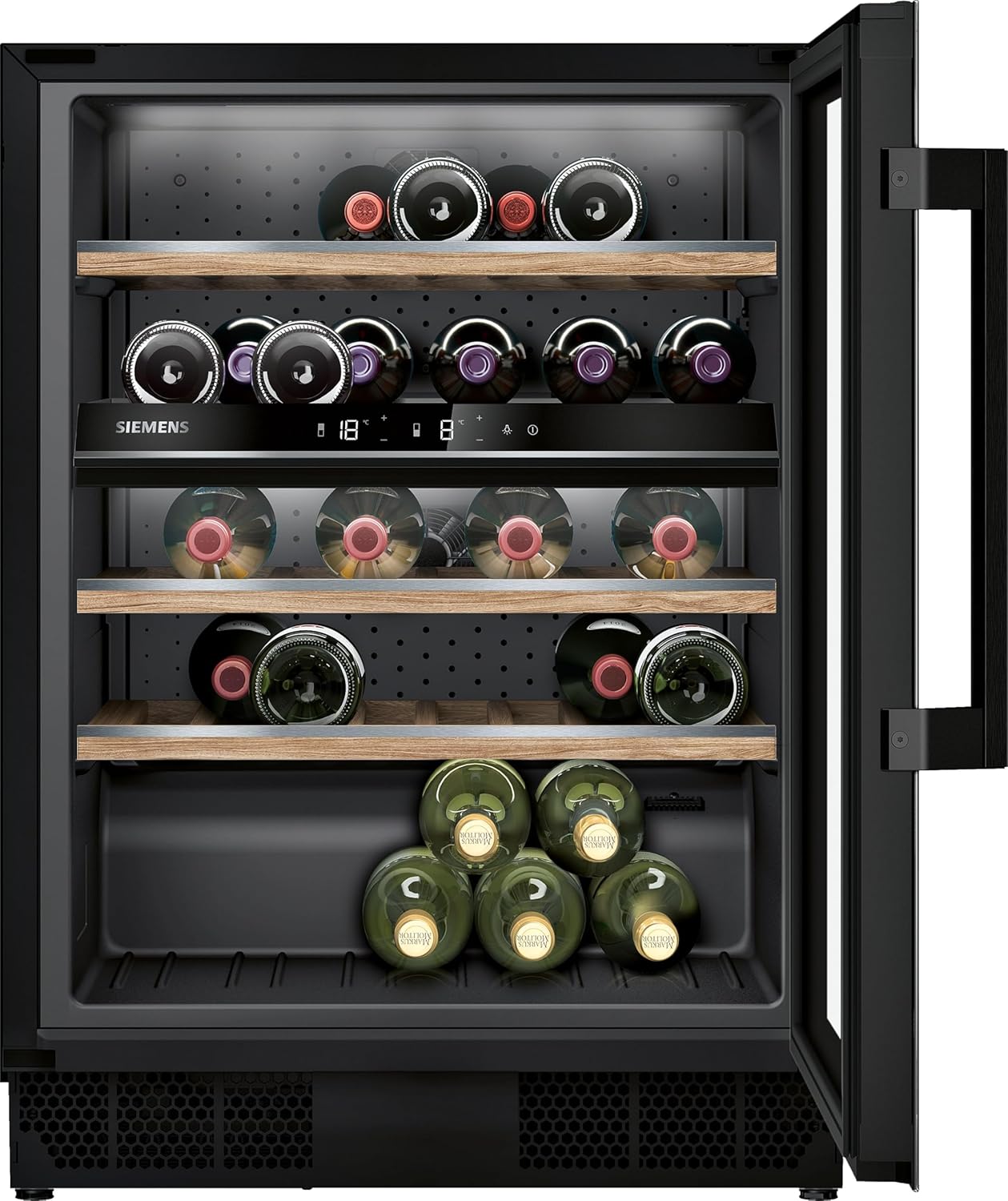 Siemens KU21WAHG0 iQ500 Weink¨¹hlschrank, Weinlagerschrank, Innenventilator, LED-Beleuchtung, Glast¨¹r, Rot