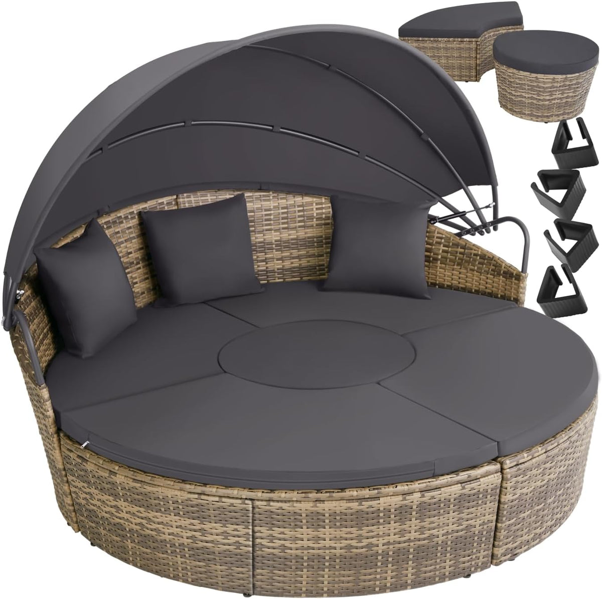 Tectake Lounge Muschel Sonneninsel Outdoor wetterfest, Bett, Sonnenbett