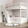 Bett Kinder Etagenbett 90 ¡Á 200 F¨¹r 2 Kinder Jovify, Massivholz, Ohne Matratze, Hochbett mit Treppe&Aufbewahrungsschrank&Schublade, Wei?