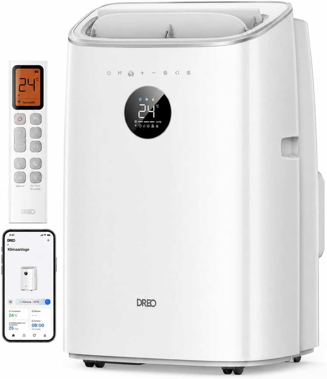 DREO Klimaanlage Mobil, Automatisch, Schlafzimmer, 4,3 m, 16¨C30 ¡ãC, 45 dB, 61 dB, 2,5 l, 150 cm