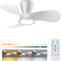 Slochi Leiser Deckenventilator mit Beleuchtung 30 dB, Deckenleuchte, Deckenlampe, Schlafzimmer, 76 cm, 22 cm, 4-12 W, 18 W, 14 cm, Kunststoff