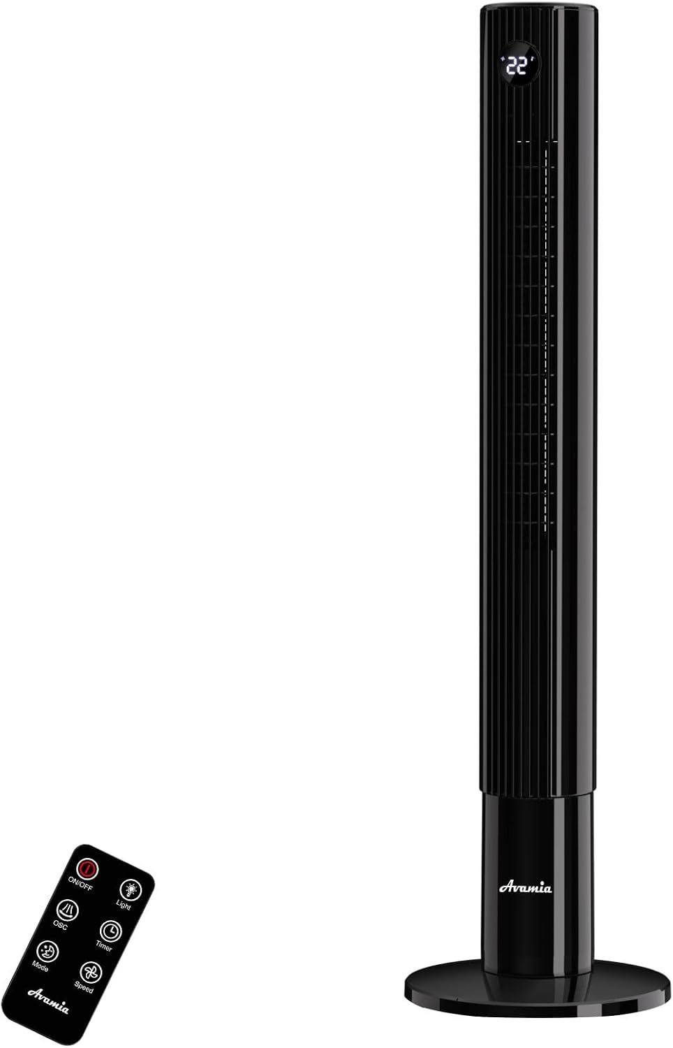 Avamia 26 dB Leiser Turmventilator, Touch-Display & 12H Timer f¨¹r Schlafzimmer, 110 cm Fl¨¹gelloser Turmventilator, 7, 8 m/s Luftstrom, Fernbedienung