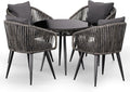 Di volio Gartenm?bel Set RIETI - Sitzgruppe Outdoor aus Polyrattan, Tisch, Glastisch, 120 cm