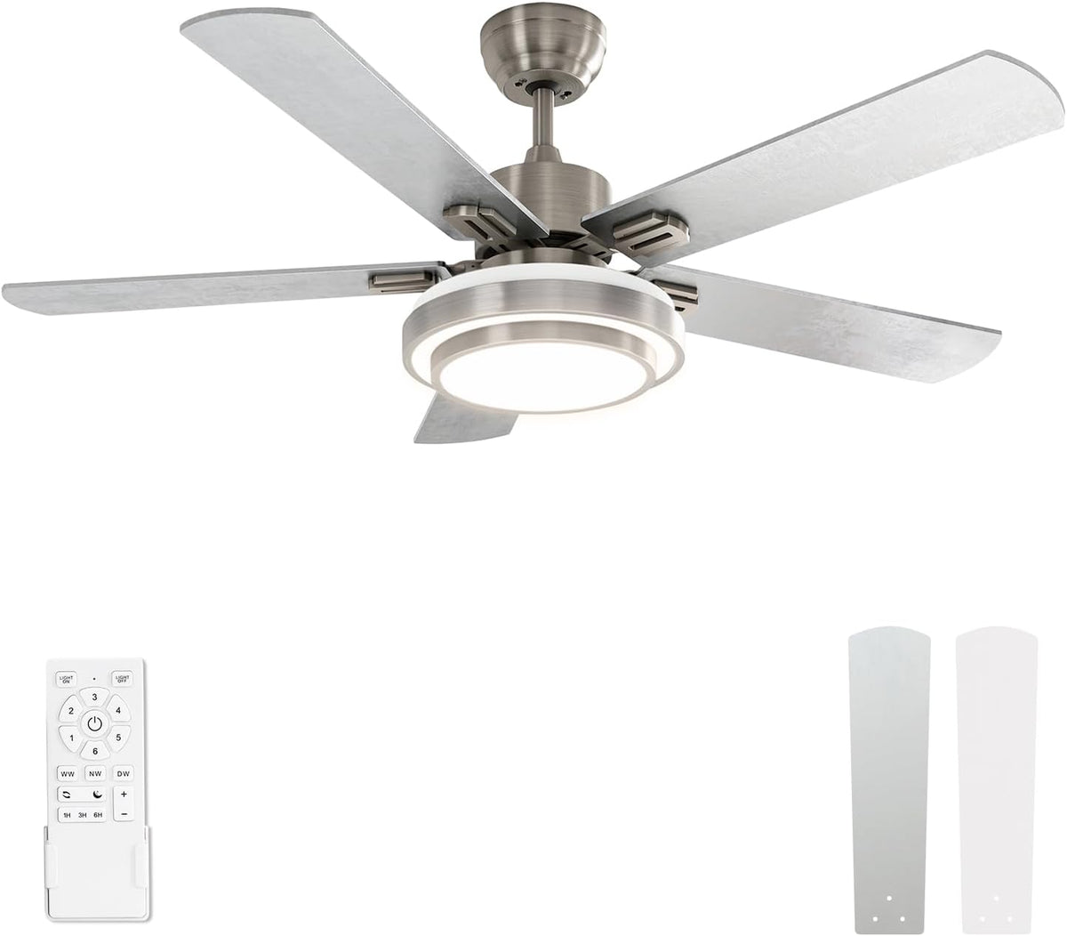 Warmiplanet Deckenventilator mit LED-Licht und Fernbedienung, 52-Zoll-Deckenventilator, 24 Stunden