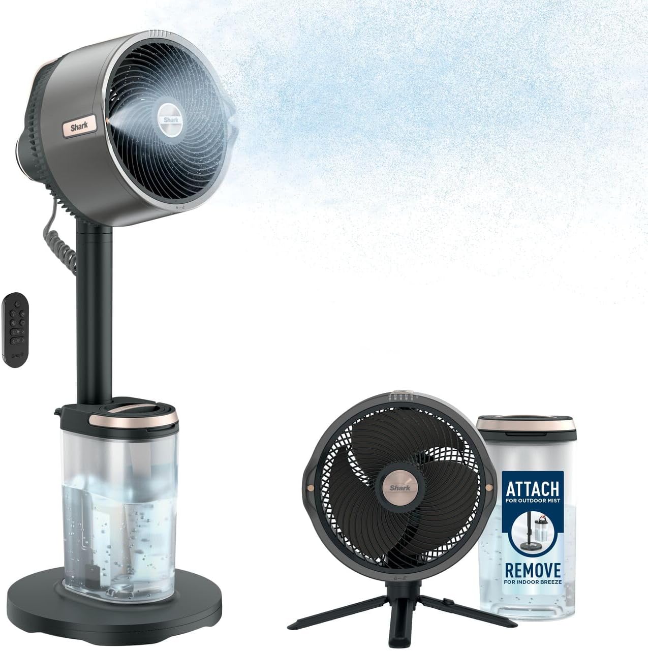 Shark FlexBreeze Pro Mist kabelloser Innen- & Au?enventilator mit Au?ennebelsystem, Nebelventilator, 35 cm, 7 kg