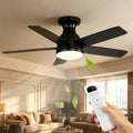 OZEANOS OZENAOS Deckenventilator mit Beleuchtung, 6 Windstufen, 3 Lichtfarben Dimmbar, 35 dB, 112 cm, 44 Zoll, LED-Beleuchtung, Timer, Schwarz