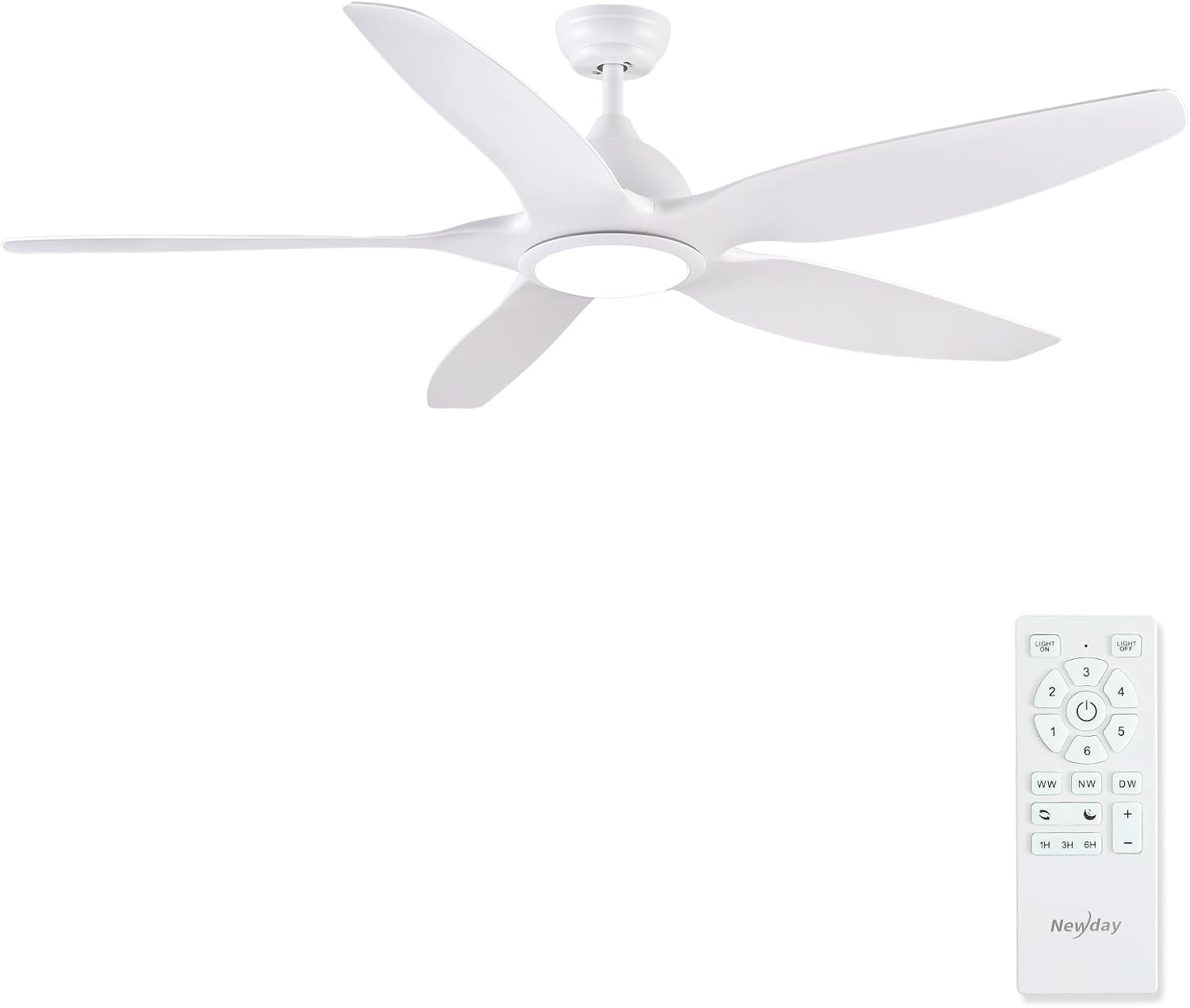 Newday Deckenventilatoren Gro?e 153 CM, Lampe, B¨¹ro, 36 cm, 8.8 KG, 6 l, 24 W, 6,5 W, LED, Kunststoff