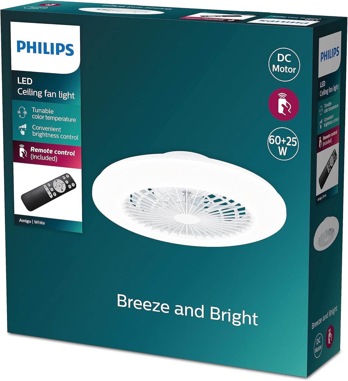PHILIPS Deckenventilator und LED Deckenleuchte Amigo
