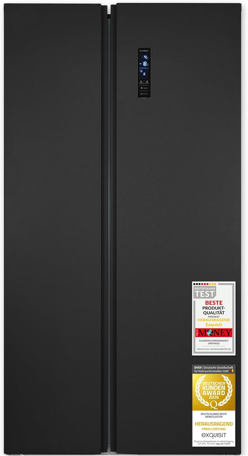 Exquisit Side-by-Side-K¨¹hlschrank, Gefrierschrank, 39 dB, 104,0 cm, 59,0 cm, 18 ¡ãC, 287,00 kWh, LED
