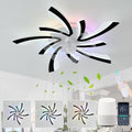 GWYAJTU RGB Deckenventilator mit Beleuchtung, Fernbedienung, App-Steuerung, App-/WLAN-Steuerung, Moderne Blume Ventilator Lampe LED Dimmbar