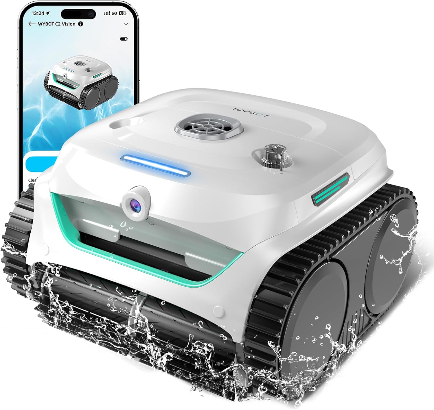 WYBOT C2 Vision AI Kamera Kabelloser poolroboter mit Akku, KI-Kamera, 180 Minuten, 60 Minuten, App