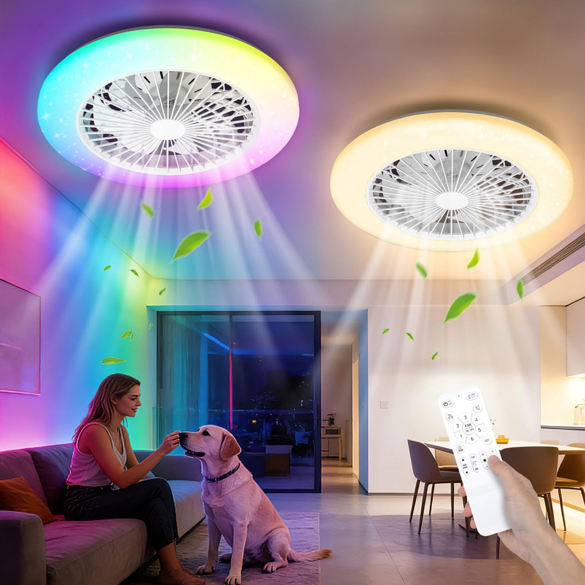 Aigostar Deckenventilator mit Licht, Leuchte, Automatisch, 46 W, 48 cm, LED