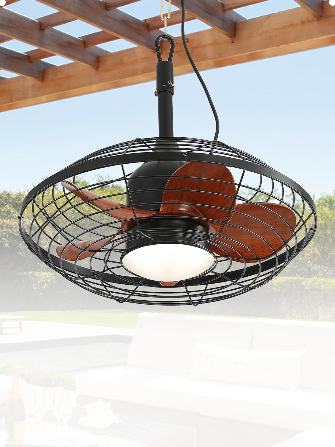 Sofucor Deckenventilator mit Beleuchtung, Deckenleuchte, Deckenlampe, Schlafzimmer, 51 cm, 30 dB, LED-Beleuchtung, IP65